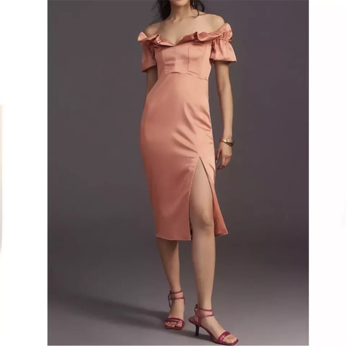 pink off the shoulder dress prom A-Line Pink Off Shoulder Long Prom Dress, Pink Long Formal Dress – dresstby