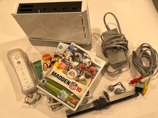 Nintendo Wii Gaming Console Sensor +Cords White RVL-001