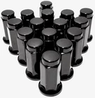 16 Black 3/8 Thread Flat Base Lug Nuts for an ATV or UTV with a 14mm Hex 3/8-24