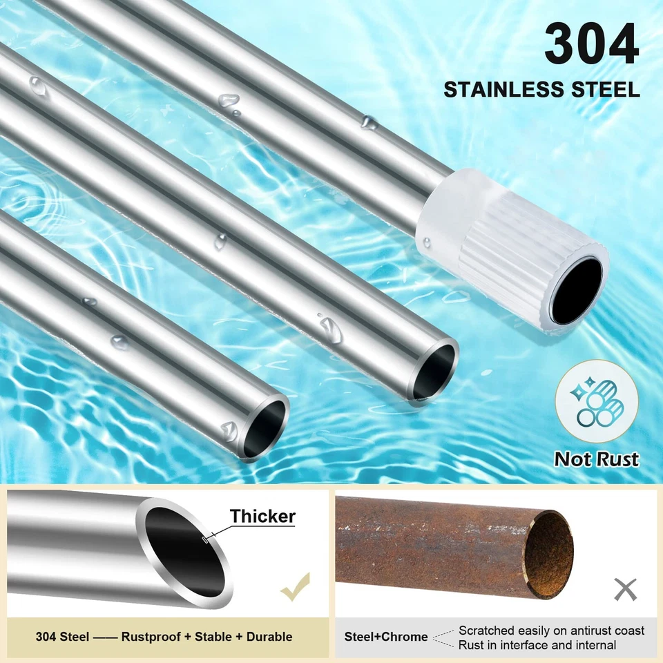 Carrito de ducha organizador de poste de tensión de 4 niveles de acero inoxidable sin taladro inquilino Foto 4 de 4