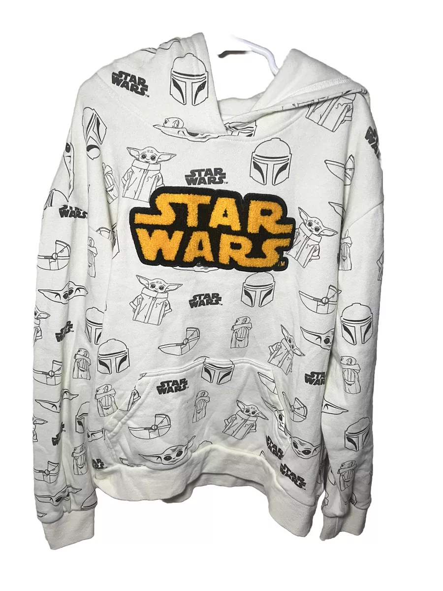 STAR WARS Mandalorian Grogu Pullover Hoodie Sweatshirt Ivory. Size Medium