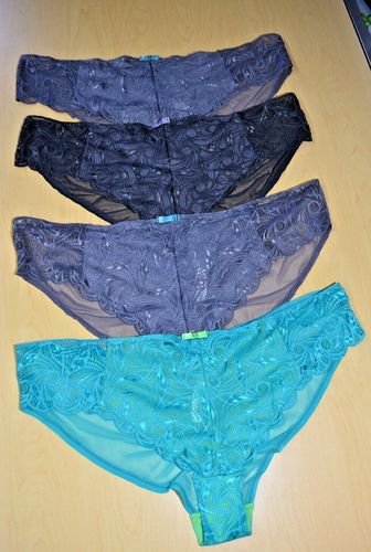 4 New Adore Me Lace Mesh Light Gray Dk Gray Cermaic Panties Lot 4X 4XL Plus Size - Picture 3 of 9