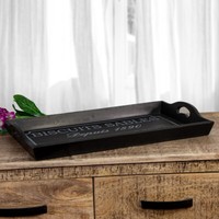 Rechteckiges Tablett, Textmotiv, Schwarz, Serviertablett FrüHstüCkstablett