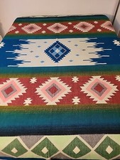 Ecuadorian Handmade ALPACA blend Blanket geometric andean Pattern 88 x 80 in