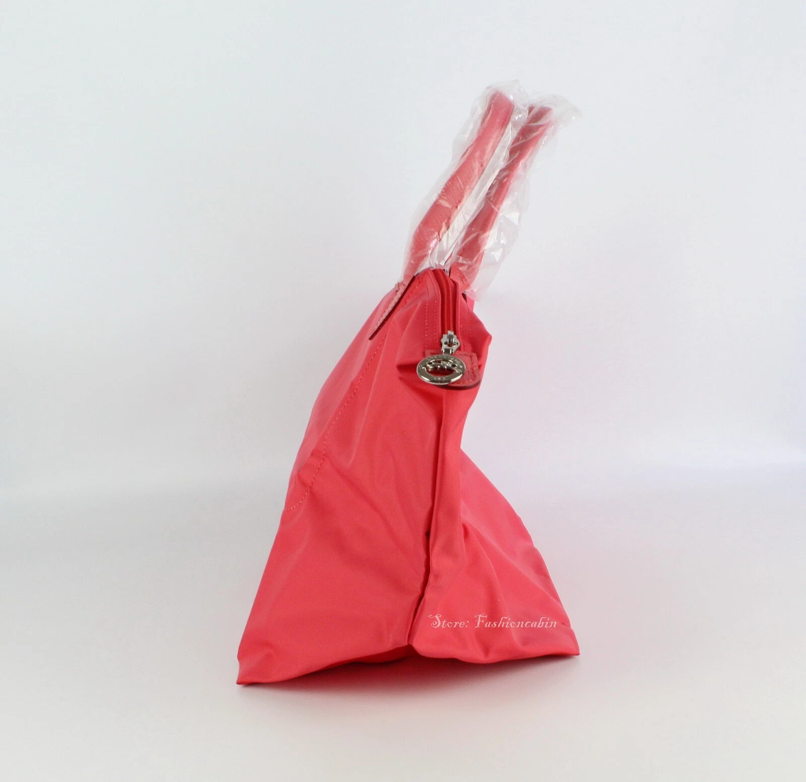 Borsa tote nuova con etichette Longchamp Medium Le Pliage Club finitura pelle POMEGRANTE prezzo al dettaglio $155