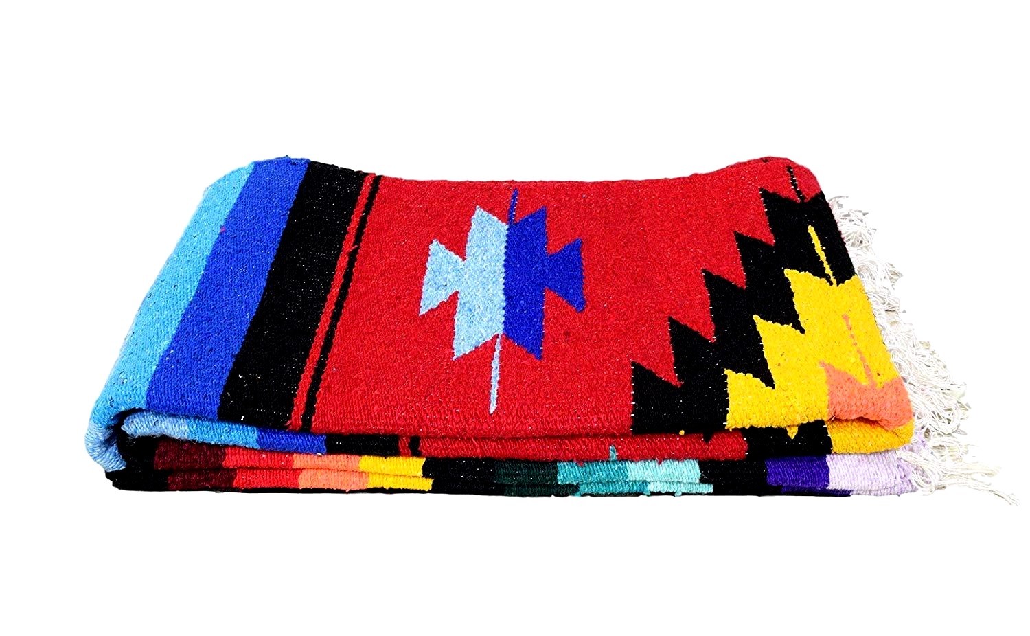 Mexican Blanket Vintage Style Native Diamond RED Serape Saltillo Falsa