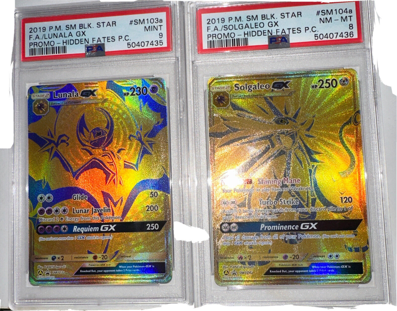 Pokemon TCG - Lunala GX SM103a & Solgaleo GX SM104a Hidden Fates