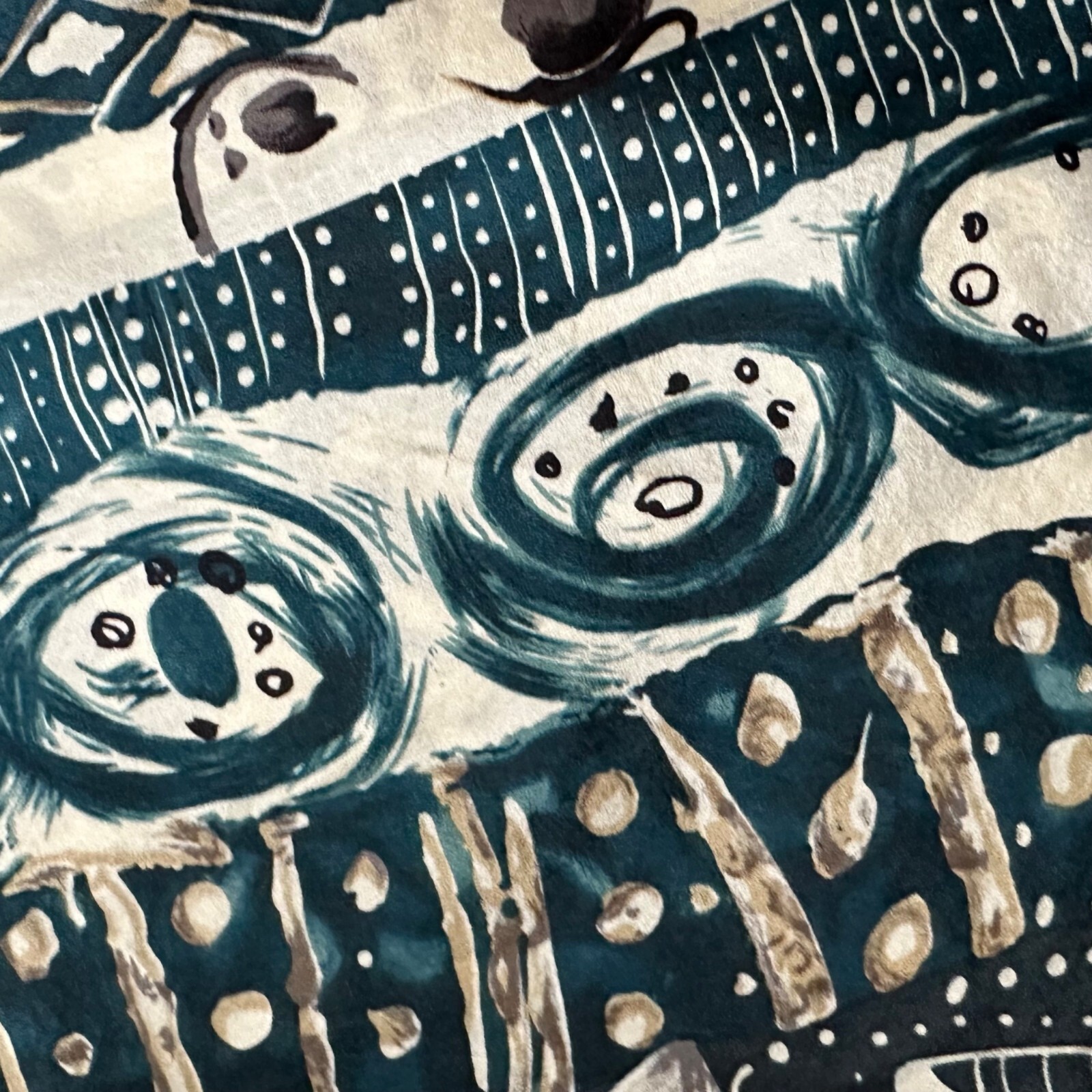 Block Print Silk Scarf Rectangular Geometric Stri… - image 4