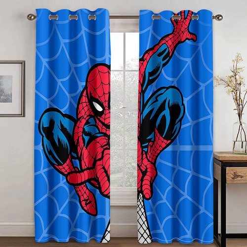 Kids Boys Marvel Spiderman Thick Blackout Window Curtain Thermal Ring Top Eyelet - Picture 7 of 61
