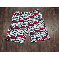 Platinum FUBU Swim Shorts Boys Kids XL Blue Hey Allover Print Mesh Lined Youth