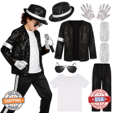 BAURGHOP Kids 80s 90s Pop Star Dance Costume Boys Halloween Stage Outfits
