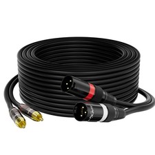 Dual XLR to 2 RCA Stereo Audio Cable 15 FT, Unbalanced 2 XLR to 2 RCA Male In...