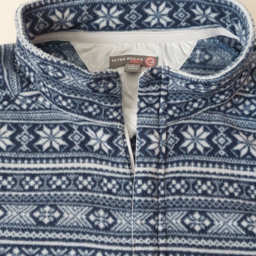 Suéter Pullover Peter Millar Warmth 1/4 Cremallera Polar L Azul Fair Isle Copo de Nieve - Imagen 2 de 15