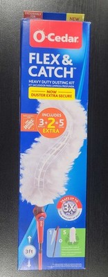 O-Cedar Flex & Catch Heavy Duty Dusting Kit Extendable Duster 5 Refills New