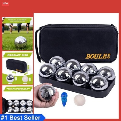 Petanque Game Set 8 Stainless Steel Balls Carry Case Jack Measuring String