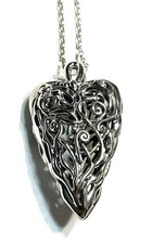 NWOT Hagit Gorali Sterling Silver 925 Filigree Heart Pendant 32” Chain Israel HG