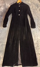 Cappotto vintage 56" lungo velluto nero opera sera spolverino anni 80 gotico formale foderato M