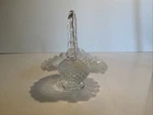 Vintage Fenton Art Glass Clear White Opalescent Hobnail 6” Handled Basket