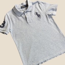 Polo Ralph Lauren Boys Size 7 Light Blue Pony Short Sleeve Polo Shirt Heather