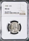 1940 25C Washington Quarter Dollar NGC MS66  8671808-007