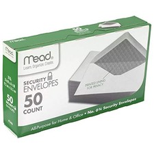 Mead 3-5/8 in. W x 6-1/2 in. L No. 6 3/4 White Security Envelope 50 pk - Total Q