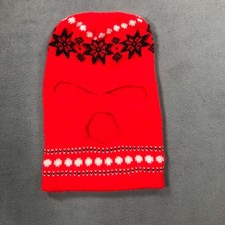 Vintage Ski Mask Hat Red Winter Robber Knit Balaclava 80s Snow Fair Isle