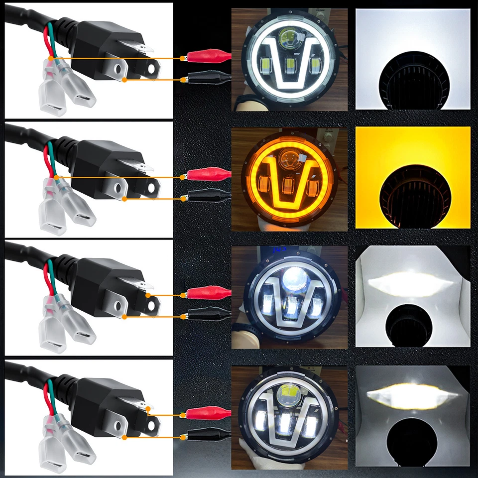 Faro LED Fit Austin Mini Cooper Classic 7" Halo DRL ojo de ángel señal de giro Foto 3 de 4