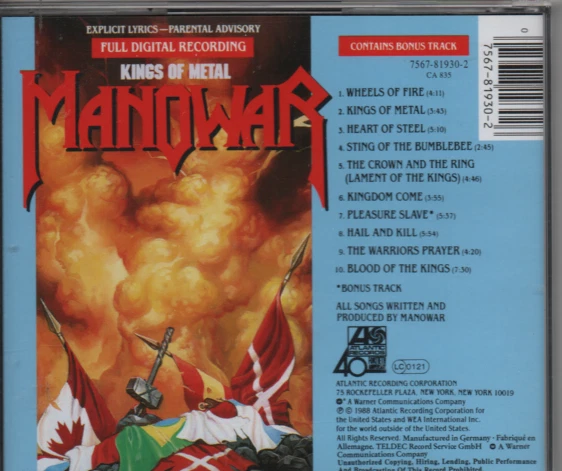 CD Manowar/Kings of Metal / 10 Songs/ 1988 / Bonus Track / Germany - Bild 2 von 2