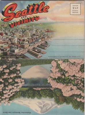 Postcard Seattle Washington And Vicinity Foldout Folder Travel Souvenir F009