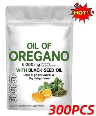 #ad Ingredients Oil of Oregano 300 Softgels Formulated with Black Seed Oil Strengths $9.99