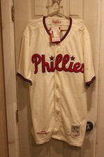 off-white 1948 Philadelphia Phillies Richie Ashburn (1) stitched button-down Mit