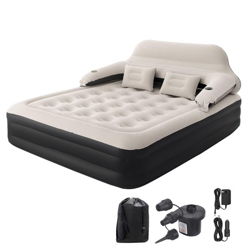 Queen Size Air Mattress with Headboard and Pump,Blow Up Mattress Inflatable B...