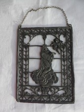 Zinnrelief auf Glas Zinn Fensterbild religiöse Fensterdekoration mit Engel