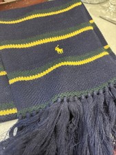 Polo Ralph Lauren Scarf 100 Merino Wool Stripe Fringe Knit