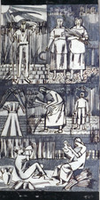 Severin Walter: 1. Entwurf einer Ernteszene (Tuschezeichnung, sign./dat. 1962)