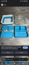 CROFTON EXPANDABLE LUNCH FREEZER TRAY BLUE BPA FREE EXPANDS 2X LARGER 6.5 CUPS 