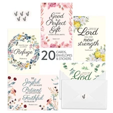 DIVERSEBEE 20 Inspirational Christian Greeting Cards of Encouragement with En...