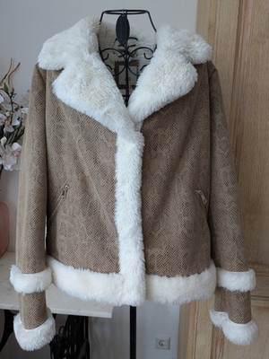 River Island Damen Kuschelig Winter Jacke Aus Kunstfell Gr 14/ 40