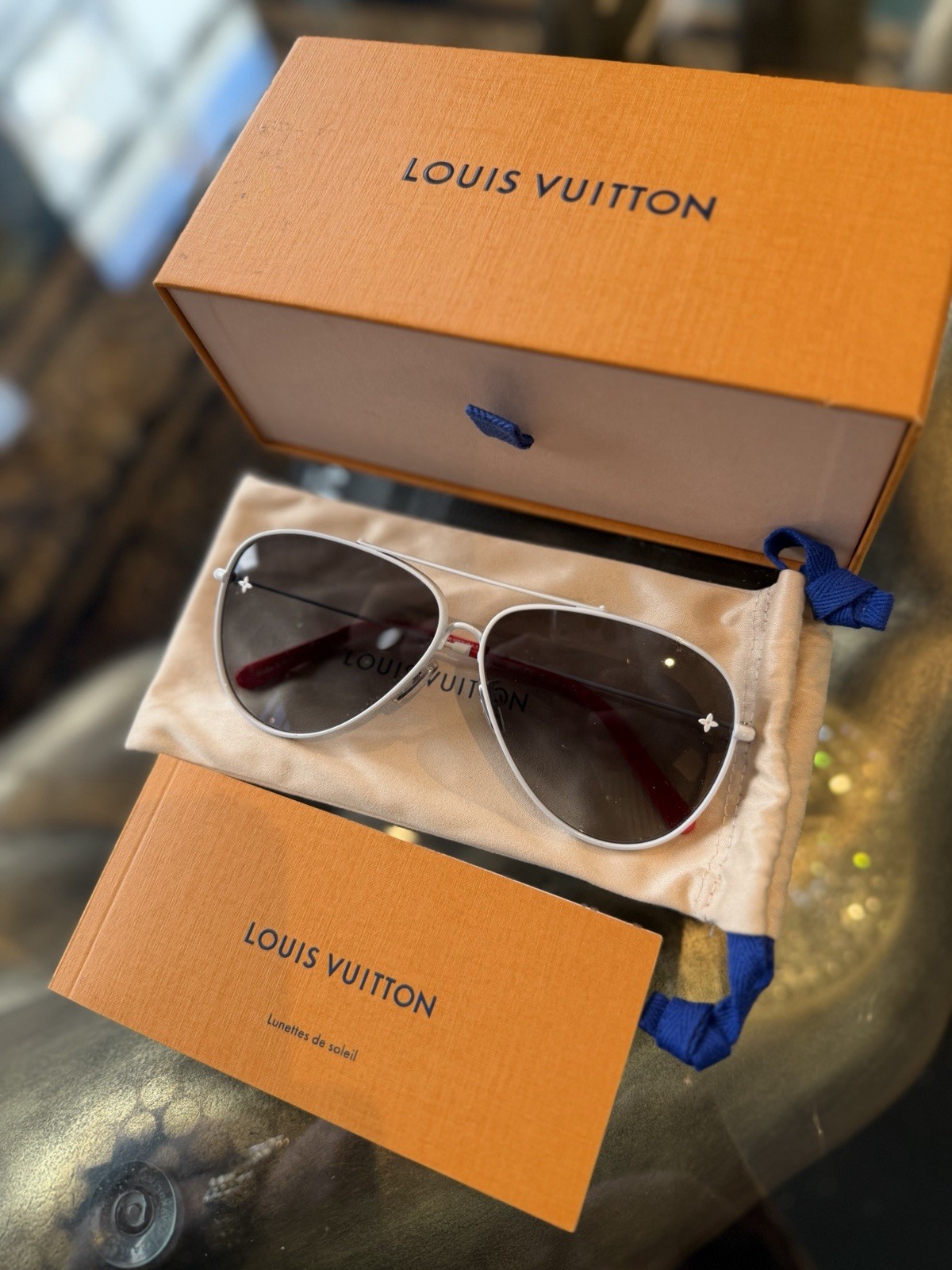 Louis Vuitton Pilot sunglasses | White & Red | RRP £450+ | BRAND NEW image 3