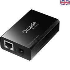 48V PoE Injector for Seamless Data & Power - Plug & Play, Up to 100m Distance