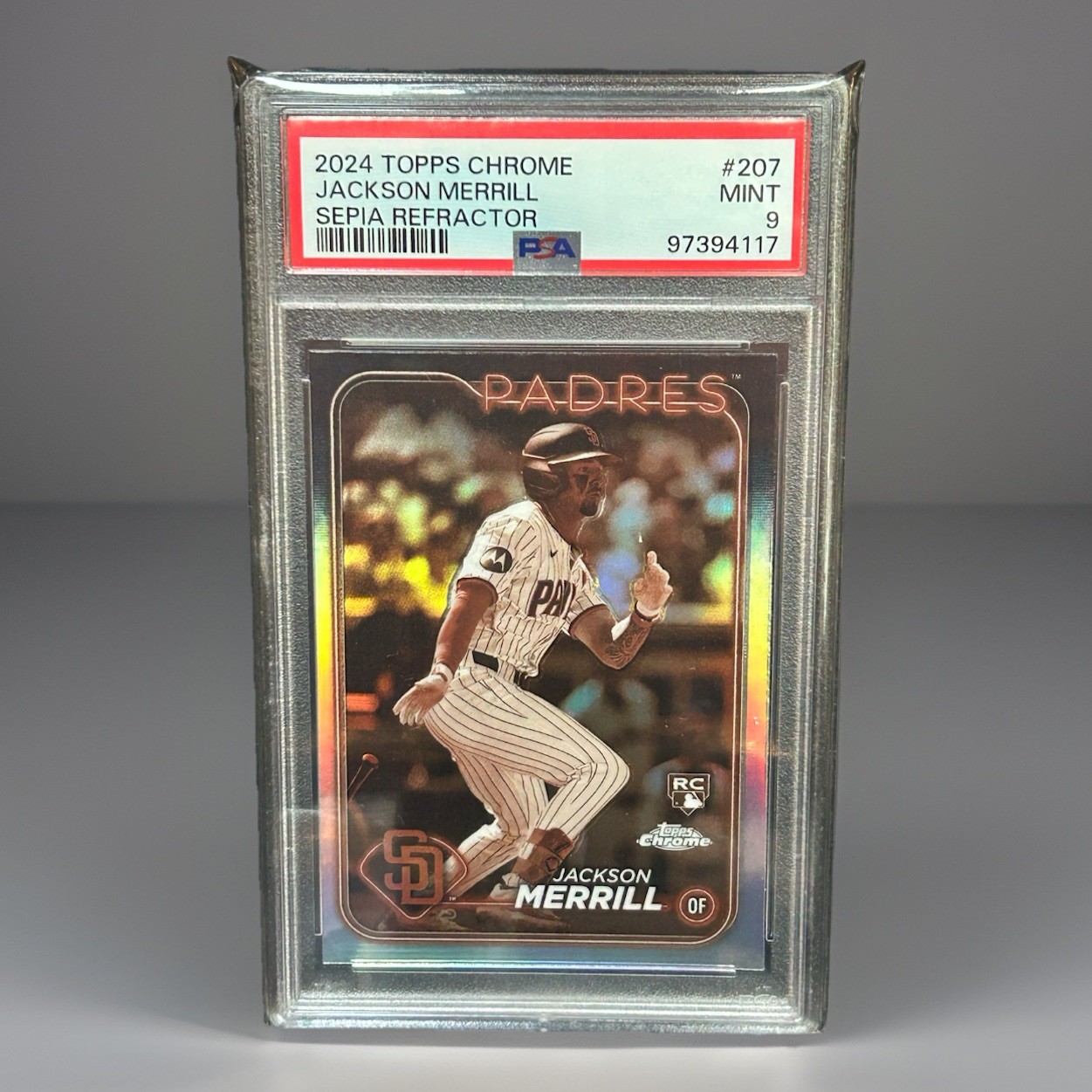 PSA 9 2024 TOPPS CHROME SEPIA REFRACTOR #207 JACKSON MERRILL