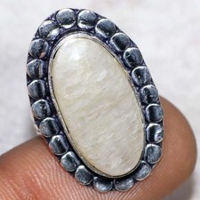 925 Silver Plated Sri-Lankan Moonstone Ring US 5.5 Gifts New Year Vibes MJ