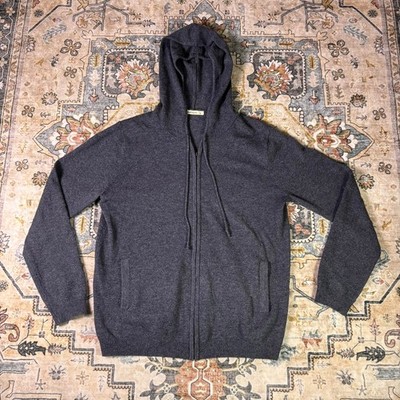 WoolOvers Zip Up Lightweight hooded Jacket Merino Wool Cashmere Blend Sz Medium