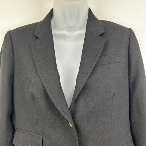 J Crew Blazer Women's 4 Black Schoolboy Wool Gold Buttons Preppy Career Office - Picture 6 of 14