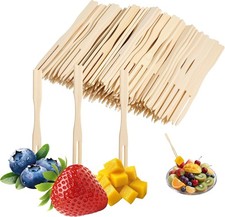 Bamboo Mini Forks Disposable Forks for Appetizers 3.5" Small Forks Appetizer
