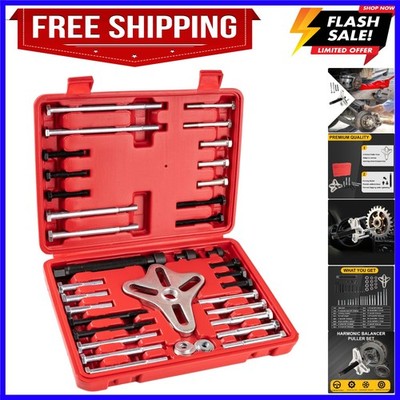 46PCS Harmonic Balancer Puller Set, Automotive Power Steering Wheel Pulley Pu...