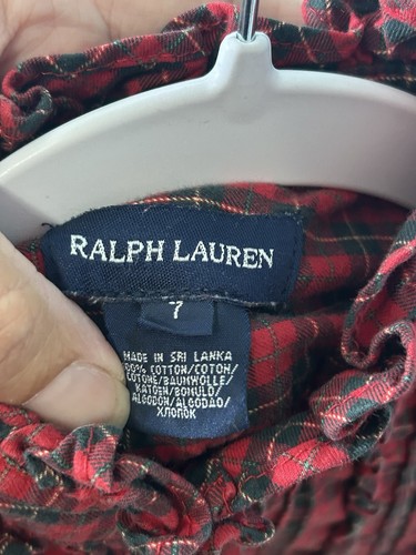 Vintage Ralph Lauren Girls Red & Green Plaid Dress Christmas Holidays Classic - Picture 3 of 3