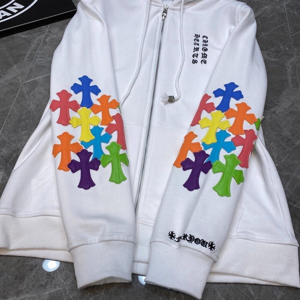 Chrome Hearts Multicolor Cross Patch Zip-Up Hoodi… - image 2