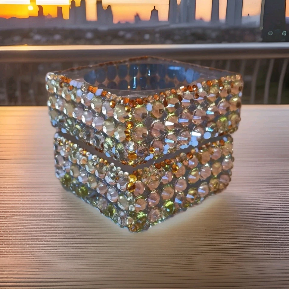 手工水晶烛台 ❄️ 金色香槟蛋白石黄色 – 太平洋蓝 2007 — 第 2/4 张图片