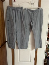 Lot 2 Pair Cherokee scrubs women Straight Leg Drawstring Cargo Pants Sz Lg grey